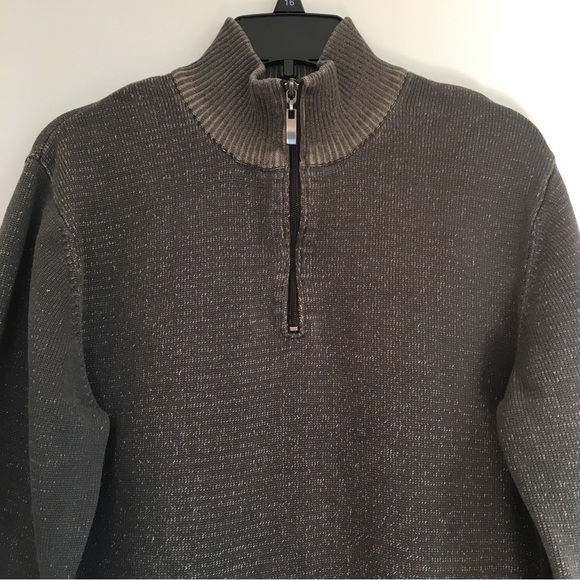 Structure Mens Pull Over Half Zip Grey Brown Sweater - Picture 3 of 15